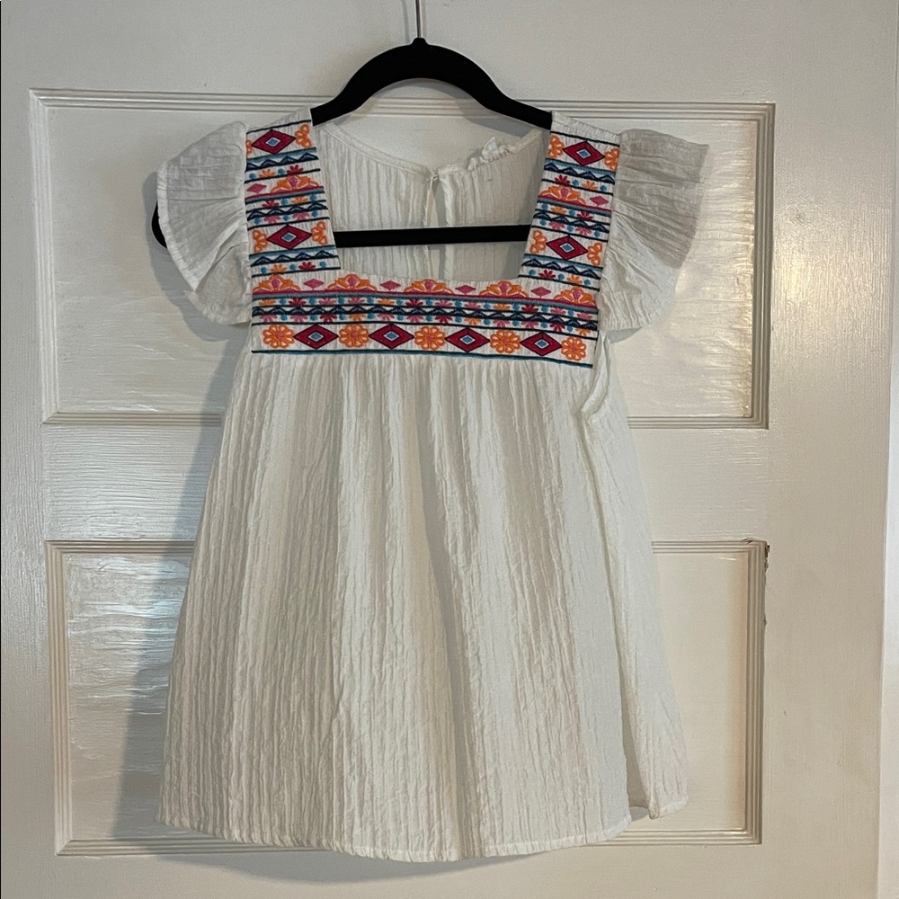 Blu Pepper White Top with Multicolor Embroidery
